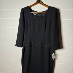 NWT:  Vintage Donna Morgan Dress Black Beaded Sheath Size 12